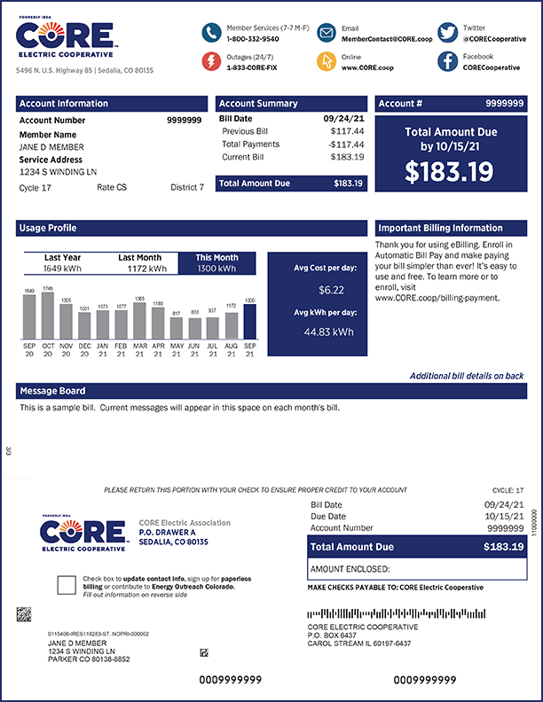 Understanding Your Bill (Front)