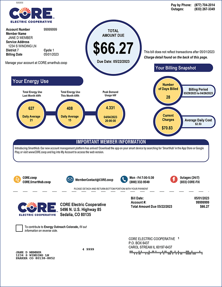 Understanding Your Bill, July 2023 (Front)